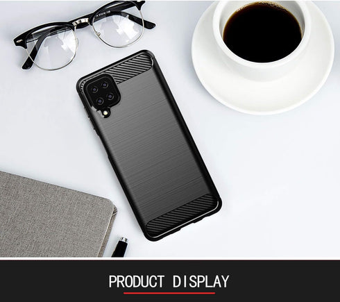 for Samsung Galaxy A12 case,with HD Screen Protector, Soft TPU Slim Fashion Non-Slip Protective Phone Case Cover for Samsung Galaxy A12 (Black Bru...