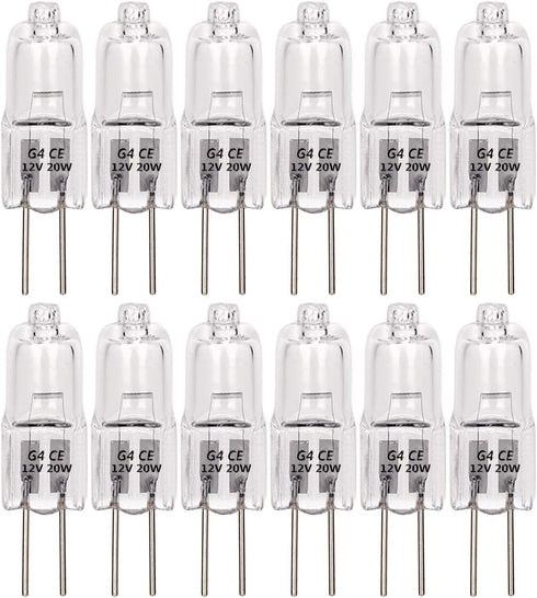 G4 Halogen Light Bulb , T3 JC Type Clear 20W 12V AC/DC Bi-Pin Bulb for Landscape Lighting,Accent Lights, Track Lighting,Under Cabinet Puck Light, ...
