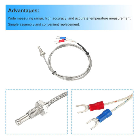 MECCANIXITY 5pcs K Type Thermocouple Temperature Sensor M6 Screw Temperature Probes 6.6ft 0 to 800°C(32 to 1472°F)...