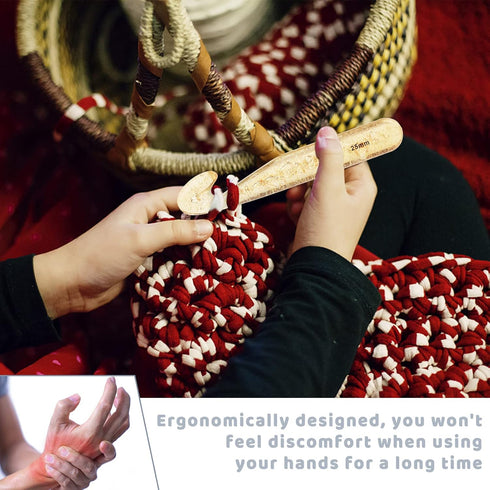 Mayboos 25mm Huge Crochet Hook, Large Yarn Crochet Hooks Needles, Extra Long Large Size Plastic Handle Knit Crochet Hooks with 10 Stitch Markers a...