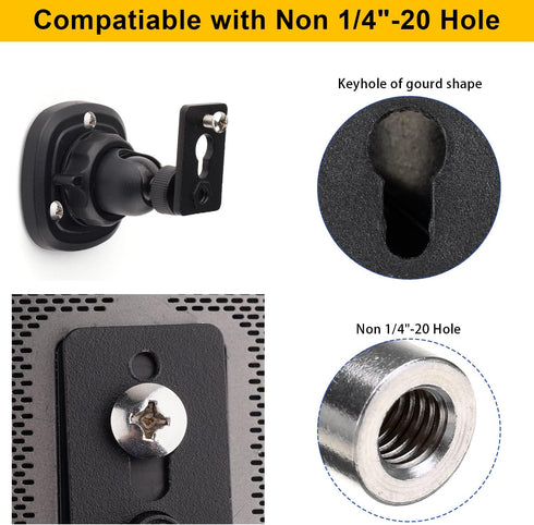 2 Pack Speaker Wall Mount Holder for 1/4"-20 Threaded Keyhole,2 Pack Adaptors Compatible with Non 1/4"-20 Threaded Screw Holes,360°Rotation Adjust...