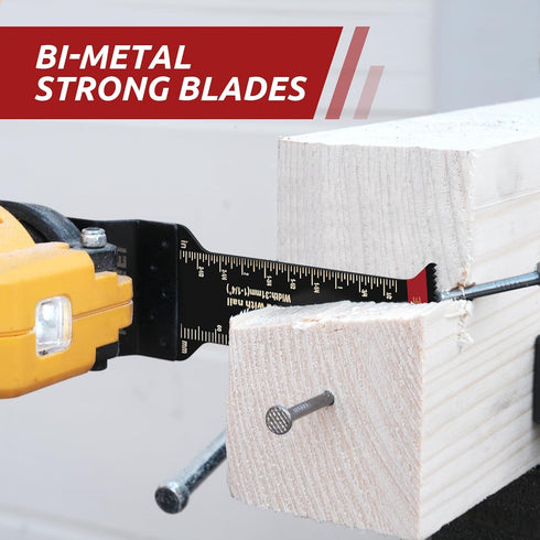 6 Pcs Extra Long Oscillating Tool Blades, Bi-Metal Curved Edge Multitool Blades for Wood with Nails, Metal, Wood, Plastic, Oscillating Saw Blades ...