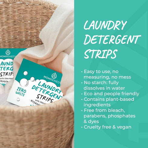 Laundry Detergent Strips | With Stain Fighting Hydrogen Peroxide for Color and White Loads | Eco-Friendly Laundry Sheets | Effective for Clean and...