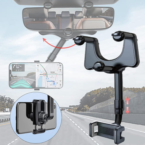 ???????? ???????????????? Rearview Mirror Car Phone Holder, 360° Rotatable & Retractable Car Phone Holder Mirror Mount, Universal Car Phone Mount ...