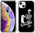 Black Skull White Cat Phone Case Compatible with iPhone 14, Skull Cool Skeleton and Cat Case for Girls Boys Women Men, Unique Trendy TPU Bumper Co...