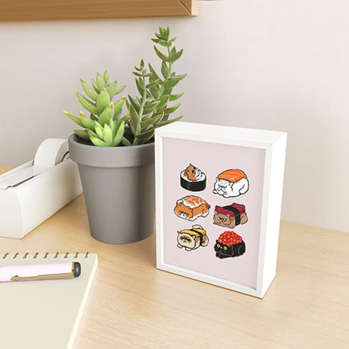 Society6 - 69796-frmp01 Huebucket Sushi Persian Cat Mini Art Print, White Frame...