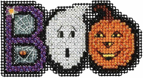 Boo Beaded Counted Cross Stitch Ornament Kit Mill Hill 2017 Autumn Harvest MH181722...