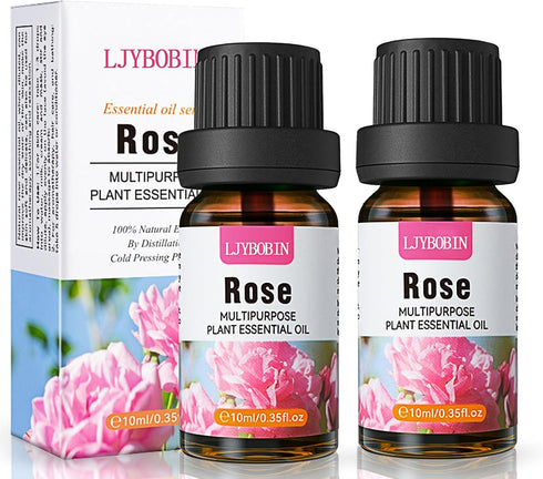 2PCS Rose Essential Oil,Premium Multi-Use Rose Fragrance Oil for Skin Use & Aromatherapy,Moisturizing Rose Oil Essential Oil for Face,Diffuser,Ski...