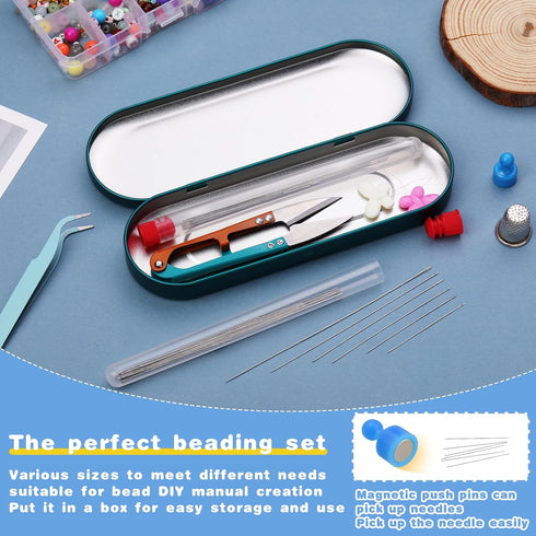 51PCS Beading Needles,12 Pcs Big Eye Beading Needles,30Pcs Long Straight Beading Thread Needles, Embroidery Needles with Needle Bottle, Scissors, ...