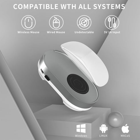 Mouse Jiggler, Undetectable Mouse Mover Device Wiggler Shaker with Drive Free USB Cable and USB C to USB Adapter, Physical Automatically Mouse Mov...