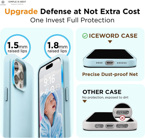 IceSword iPhone 15 Pro Case Baby Blue (2023), Liquid Silicone Case Phone Cover Slim Protective,Soft Anti-Scratch Microfiber Lining,Cute Pastel Bab...