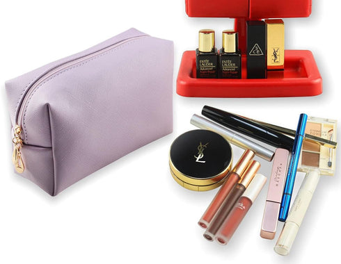Small Makeup Bag Portable Cosmetic Bag for Women Makeup Pouch Waterproof Toiletry Bag for Travel (Light Purple, Normal)...