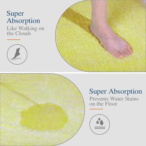 Walensee Bath Rug Non Slip Bathroom Mat (20 x 32, Yellow) Water Absorbent Soft Microfiber Shaggy Bathroom Rug Machine Washable Bath Mat Thick Plus...