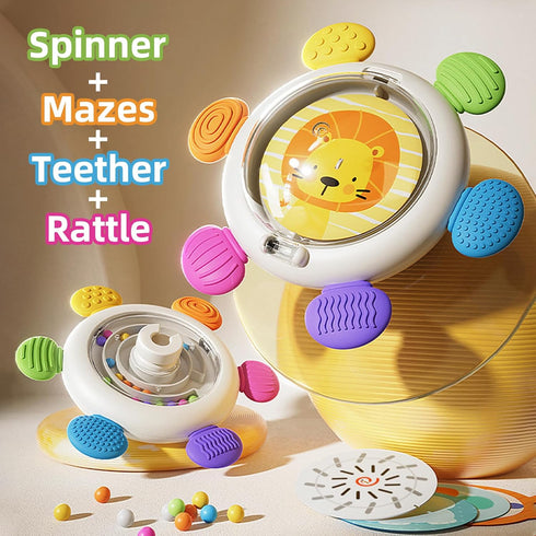 Sensory Suction Cup Spinning Top Mirror Toys, 3 in 1 Early Educational Baby Toy for 12 Months Toddler Travel Labyrinth Game, High Contrast Visual ...