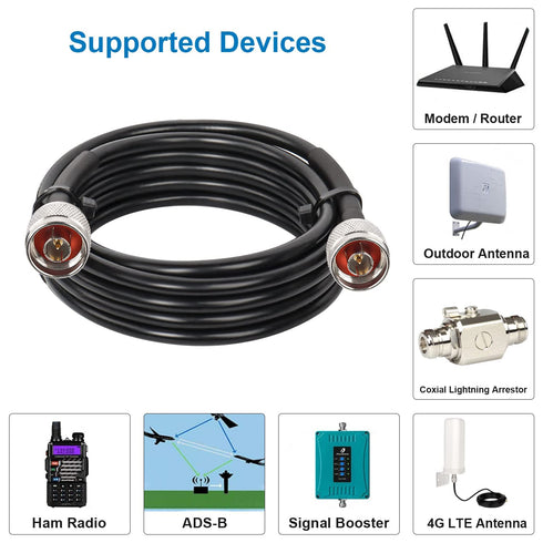 KMR240 N Male to N Male Cable 15ft,Low Loss N Type Cable N Male Cable N Coax Jumper Cable, 50 Ohm Coax Extension Cable with N Male Connector...