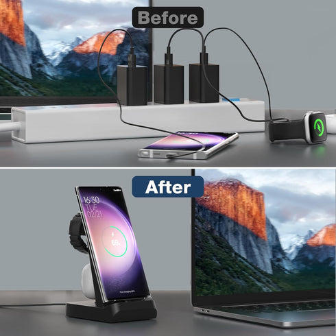 Charging Station for Samsung Multiple Devices, 3 in 1 Fast Charger for Samsung Galaxy Watch 5/5 Pro/4/3/Active/2/1, Galaxy S23/S22/S21/S20/S10,Not...