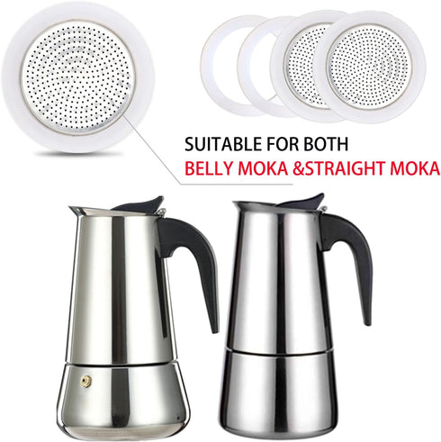 2 Cup Stovetop Espresso Coffee Maker Replacement Parts for Stainless Steel Moka Pot 2 Pcs Filter with 4 Pcs Silicone Gasket Seals...