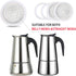 2 Cup Stovetop Espresso Coffee Maker Replacement Parts for Stainless Steel Moka Pot 2 Pcs Filter with 4 Pcs Silicone Gasket Seals...