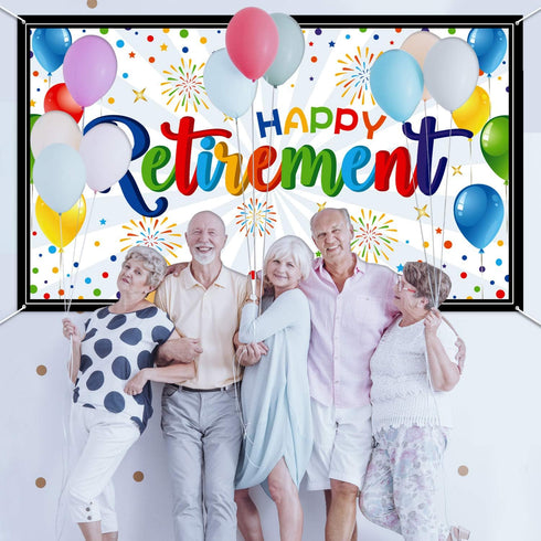 Colorful Retirement Banner Giant Backdrop for Retirement Party Supplies...