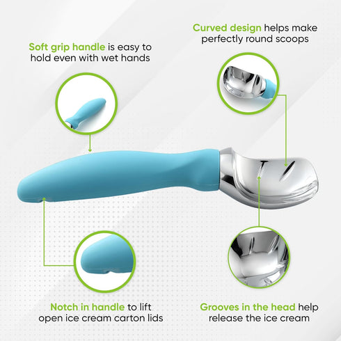 Spring Chef Ice Cream Scoop with Soft Grip Handle, Professional Heavy Duty Sturdy Scooper, Premium Kitchen Tool for Cookie Dough, Gelato, Sorbet, ...