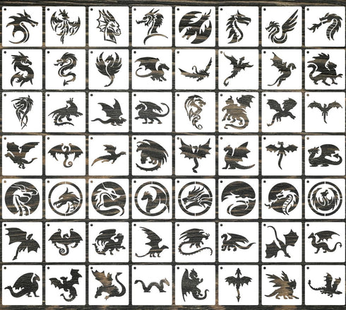Dragon Stencils for Painting 3inch Reusable Dragon Stencil Template Stencils for Crafts Paint Stencils for Painting on Wood Wall Card Fabrics...