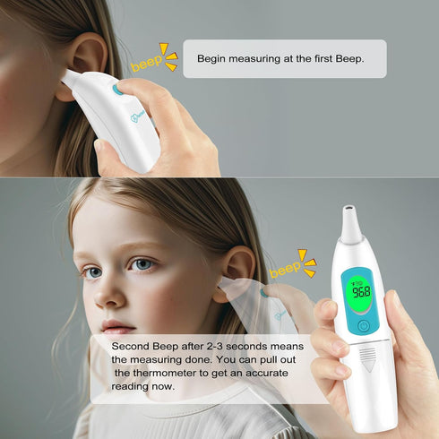 Ear Thermometer for Adults and Kids, Digital Thermometer with Fever Alarm and Instant Accuracy Readings, Infrared Thermometer Gun for Infants, Bab...