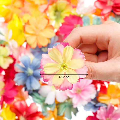 WILLBOND 100 Pieces Faux Flower Heads for Crafts Artificial Silk Plum Blossom Heads for Home Room Wedding Party Marriage Car Shoes Hats, 1.8 Inch ...