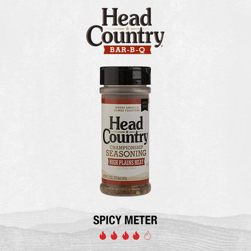 Head Country Bar-B-Q Championship Seasoning, High Plains Heat Gluten Free All-Purpose Barbecue Seasoning Extra Spicy Dry Rub To Turn Up The Heat O...