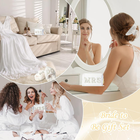 Bride To Be Gift Set Bride Makeup Bag I Do Bride Slippers Bride Robe Bride Hair Clip Bride Gifts Wedding Gifts...