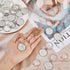 DICOSMETIC 20 Pcs Cabochon Keychain Kit Platinum Round Pendant Blank Alloy Tray Charms Blanks Trays for Photo with 20Pcs Glass Cabochon for DIY Je...