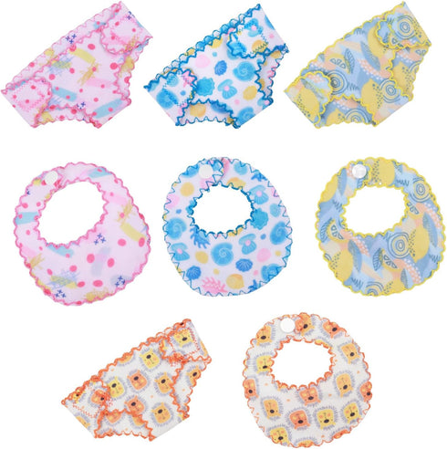 8 Pieces Doll Diapers and Bibs, Washable and Reusable Eco Doll Accessories, Fit 8 to 12 inches Baby Doll...