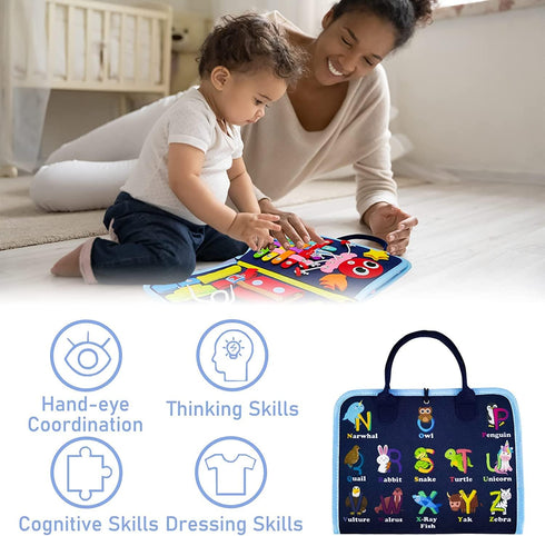 Gojmzo Busy Board Montessori Toys for 1 2 3 4 Year Old Boys & Girls Gifts, Sensory Toys for Toddlers 1-3, Educational Travel Toys, Preschool Activ...