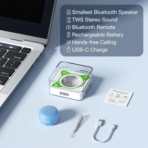 Tiny Bluetooth Speaker, Travel Small Speakers Bluetooth Wireless Pillow Perfect for Travel Outdoor Sound (Blue)...