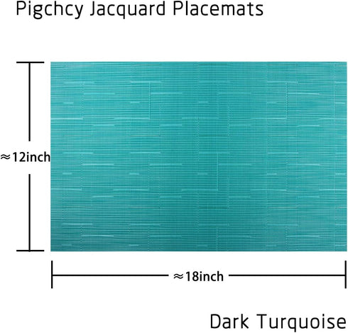 PIGCHCY Placemats,Washable Durable Vinyl Woven Table Mats,Elegant Heat Resistant Placemats for Dining Table Set of 6 (18 x 12 inches, Turquoise)...