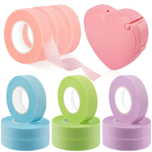 Rolybag 4 Colors Eyelash Extension Tape Breathable Eyelash Tape with Heart Shaped Tape Cutter Adhesive Non Woven Eyelash Tape Ladies Makeup Eyelas...