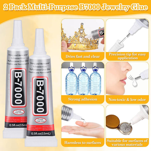 anezus 120PCS Craft Jumbo Jewels, Large Sequins with 2 Pack B7000 Jewelry Glue, Flat Back Craft Gems Rhinestones for Pirate, Fake Gemstones for Fa...