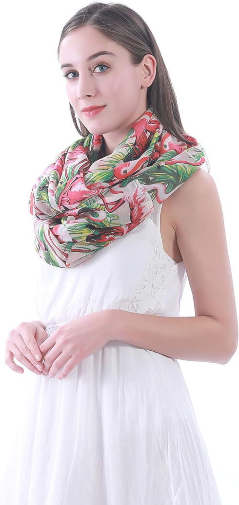 Lina & Lily Vintage 1950s Flamingo Print Women's Infinity Scarf Lightweight...