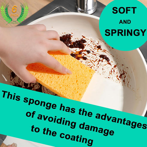 6-Count Extra Large Compressed Sponges Kitchen for Dishes, Sponges for Cleaning, Biodegradable Cellulose Compressed Sponges for Kitchen, Bathroom,...
