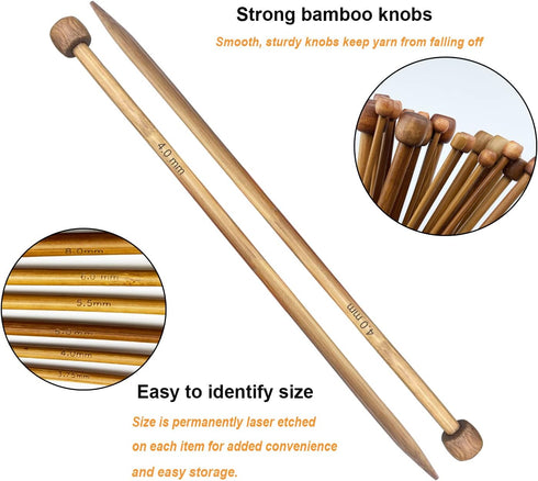 Mdoker Bamboo Knitting Needle Straight Single Pointed Sweater Knitting Needles 13.8-inch Length for Handmade DIY Knitting Projects,Size US 15(10mm...