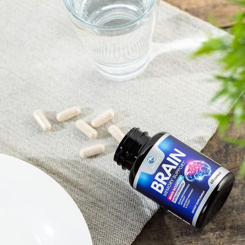 Brain Supplements for Memory and Focus, Nootropic Support for Concentration, Clarity, Energy, Brain Health with Bacopa, Cognitive Vitamins, Phosph...