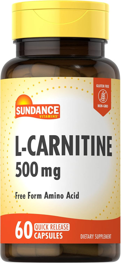 L-Carnitine 500mg | 60 Capsules | Free Form Amino Acid | Non-GMO and Gluten Free Supplement | by Sundance...