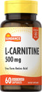 L-Carnitine 500mg | 60 Capsules | Free Form Amino Acid | Non-GMO and Gluten Free Supplement | by Sundance...