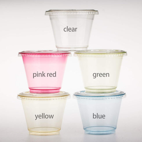 Golden Apple, 9oz-50sets Pink Red Plastic Cups with Clear Flat no Hole lids…...