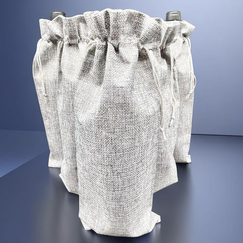 Lmlliang 6PC Premium Burlap Wine Bag,Wine Gift Bag With Drawstring,Wine Bottle Bag,Suitable for Wedding,Birthday,Party,Christmas Family Storage15x...
