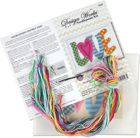 Design Works Crafts Love Needlepoint Kit, 7"x5" Stitched in Yarn......