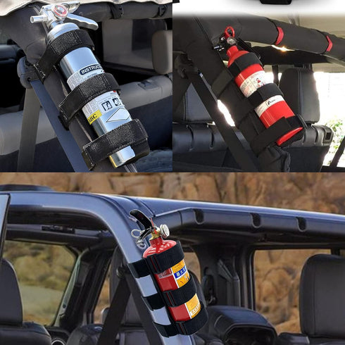 Car Roll Bar Fire Extinguisher Mount Holder Replacement for Jeep Wrangler CJ YJ TJ LJ JK JKU JL JLU, Polaris Ranger RZR General RS1, Can Am Maveri...