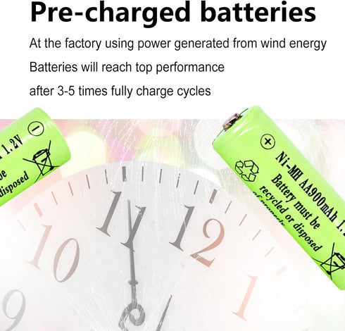 1.2v AA NIMH 900 mah Rechargeable Batteries, 12 Pack Double A Rechargeable Battery for Solar Lights, String Lights Pathway Lights,Mouse, Keyboard...
