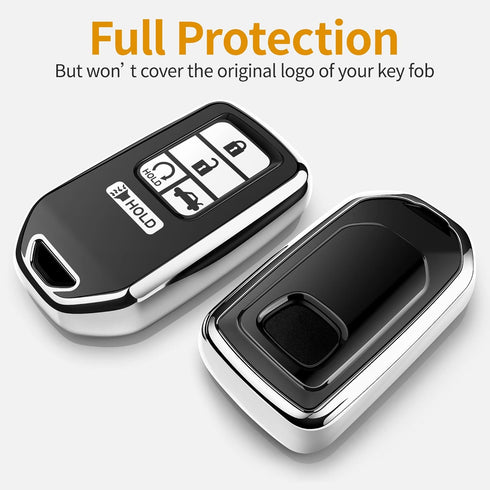 Sindeda for Honda key fob cover with leather keychain,Soft TPU Full Cover Protection,key fob case compatible Honda Accord Civic CRV Pilot Odyssey ...