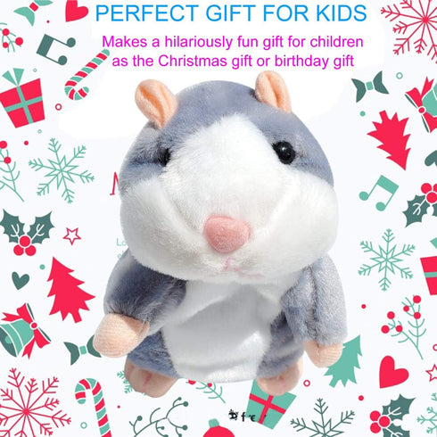 Talking Hamster Repeats What You Say Mimicry Pet Toy Plush Buddy Mouse with Interactive Function, Gift for Kids Birthday and Parties (Gray)...