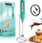 Nahida Turquoise Milk Frother Wand for Coffee Frother Handheld with Stand Electric Whisk with 3 Heads 3 Speeds Drink Mixer Coffee Frother Foam Mak...